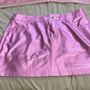 Pink Metallic A-Line Mini Skirt
